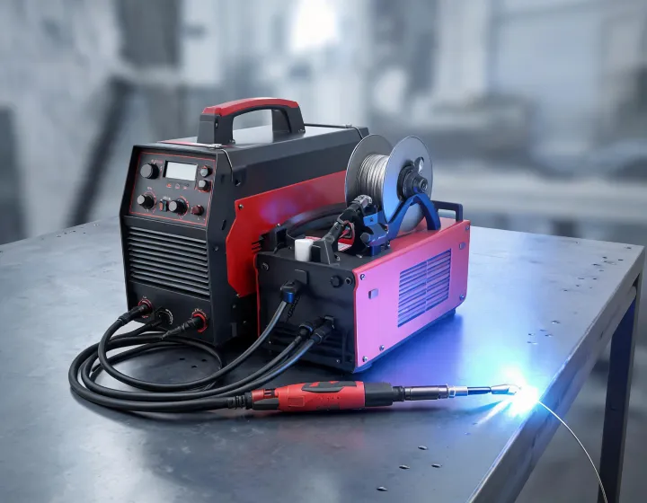 Welding power source and torch control close-up