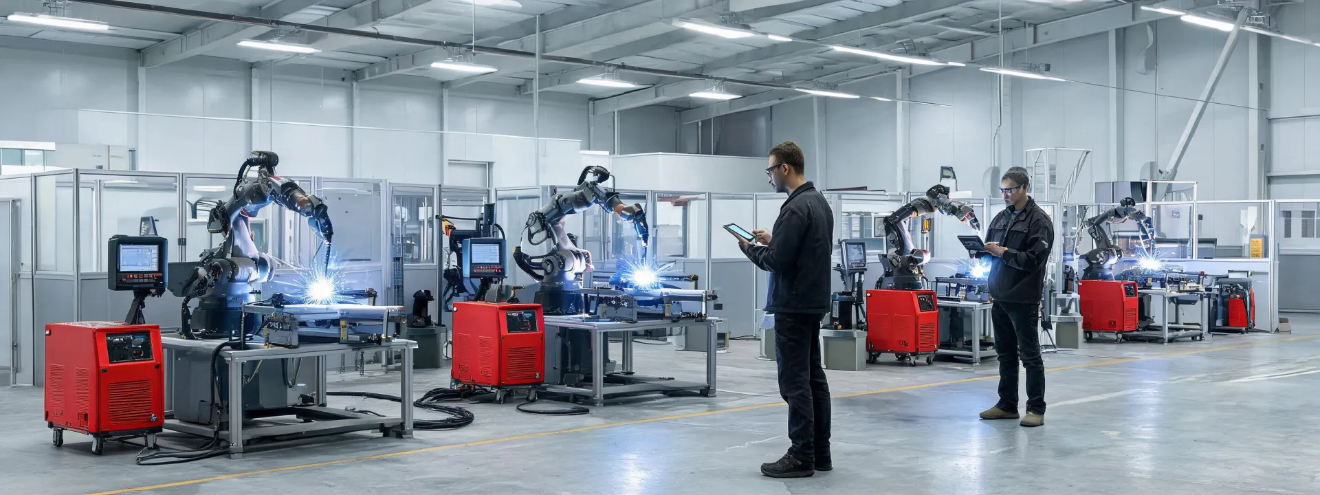 Robotic MIG welding cell with Fronius style power sources
